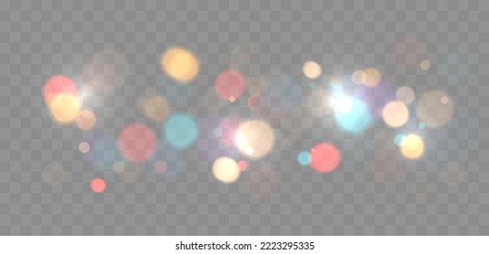 Colorful bokeh lights background. Blurred circle shapes. Vector illustration 