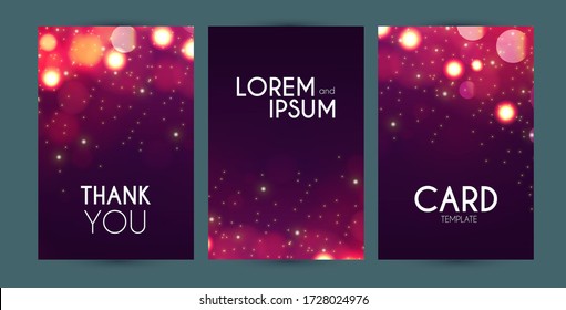 Colorful bokeh and smoke with light flyer design template set. Poster collection.