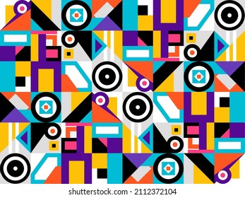 Colorful Bold Geometric Pattern With Circular Accents