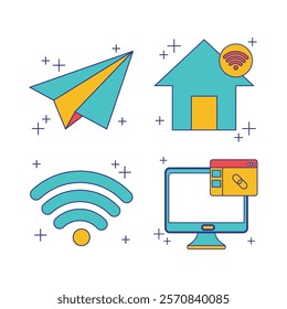 Colorful Boldline Cartoon Social Media Icons