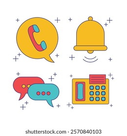 Colorful Boldline Cartoon Social Media Icons