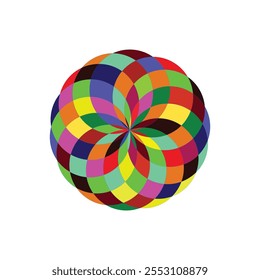 Colorful Boll Flower Christmas design vector illustration abstract geometric art, bright decorative elements, holographic effects, elegant fractal patterns, perfect for holiday, carnival or parties.