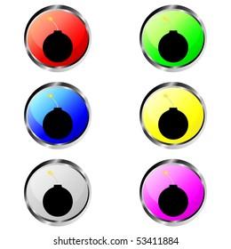 Colorful bomb vector buttons