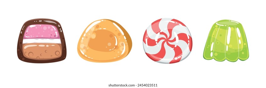 Colorful Bonbon and Sweet Candy Assortment Vector Set