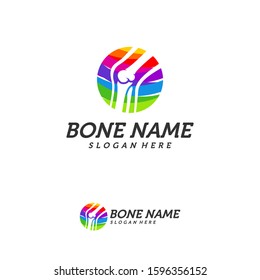 Colorful Bone logo design vector, Knee logo designs template, Creative design concept, logotype element for template