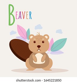 Colorful book alphabet. Book of animals. Letter B