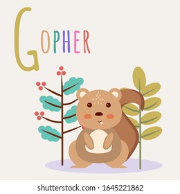 Colorful book alphabet. Book of animals. Letter G