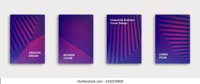 Colorful book cover design. Poster, corporate business annual report, brochure, magazine, flyer mockup. Pink, blue, purple  a4 template. Halftone gradients. Geometric pattern. Vector. 