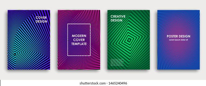 Colorful book cover design. Poster, corporate business annual report, brochure, magazine, flyer mockup. Green, pink, blue, purple  a4 template. Halftone gradients. Geometric pattern. Vector. 