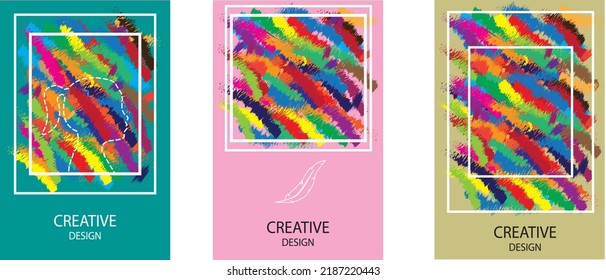 colorful book cover design, vector template, creative brush painted design, book template