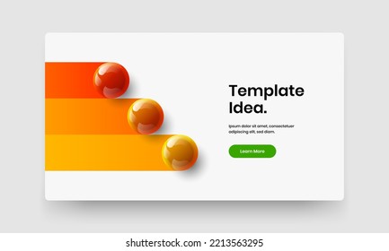 Colorful book cover design vector template. Trendy realistic balls brochure concept.