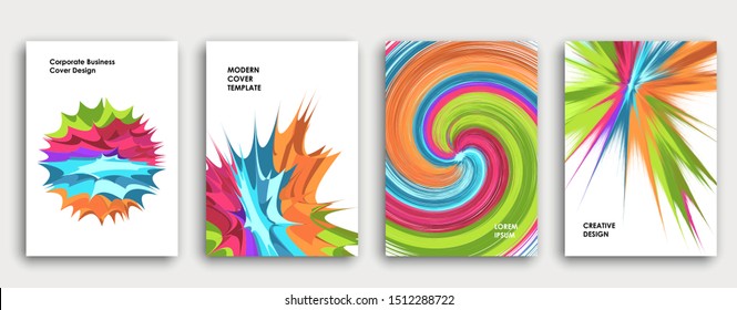 Colorful book cover page design. Abstract background. Paint explosion. Poster, corporate business annual report, a4 brochure, creative magazine mockup. Bright brush strokes. Multi-colored vector.