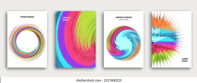 Colorful book cover page design. Abstract background. Paint explosion. Poster, corporate business annual report, a4 brochure, creative magazine mockup. Bright brush strokes. Multi-colored vector.