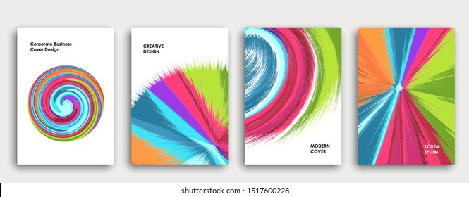 Colorful book cover page design. Abstract background. Paint explosion. Poster, corporate business annual report, a4 brochure, creative magazine mockup. Bright brush strokes. Multi-colored vector.
