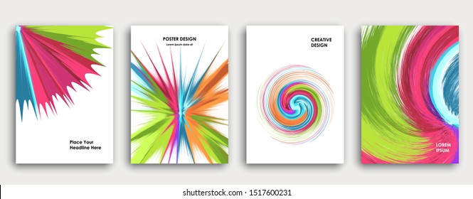 Colorful book cover page design. Abstract background. Paint explosion. Poster, corporate business annual report, a4 brochure, creative magazine mockup. Bright brush strokes. Multi-colored vector.