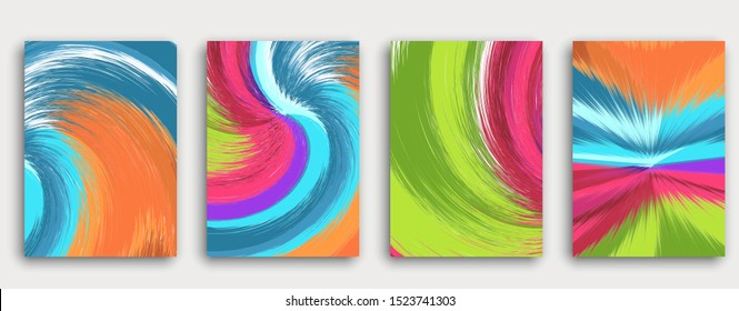 Colorful book cover page design. Abstract background. Paint explosion. Poster, corporate business annual report, a4 brochure, creative magazine mockup. Bright brush strokes. Multi-colored vector.