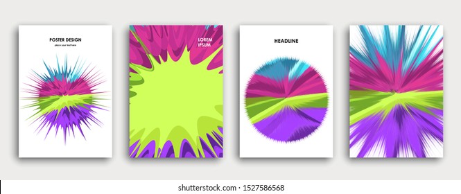 Colorful book cover page design. Abstract background. Paint explosion. Poster, corporate business annual report, a4 brochure, creative magazine mockup. Bright brush strokes. Multi-colored vector.