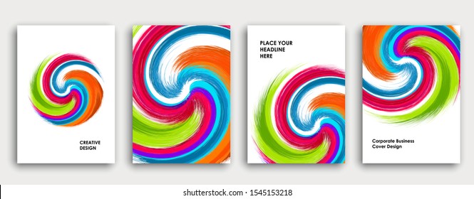 Colorful book cover page design. Abstract background. Paint explosion. Poster, corporate business annual report, a4 brochure, creative magazine mockup. Bright brush strokes. Multi-colored vector.