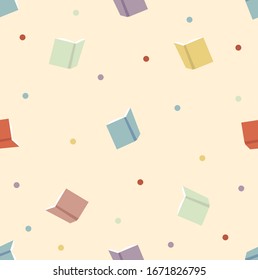 Colorful book with dots seamless pattern