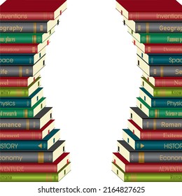 Colorful Book frame. Square composition, but easy to make wider if you like. Isolated on white background. Vector illustration.