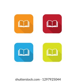 Colorful Book Icons With Long Shadow