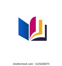 colorful Book open logo, icon