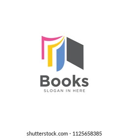 colorful Book open logo, icon