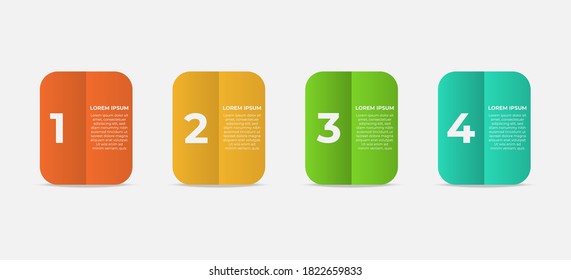 Colorful book paper style of  infographic template with 4 steps. Vector business template for presentation. Creative concept for infographic. Suitable for workflow, annual report, graph, layouts