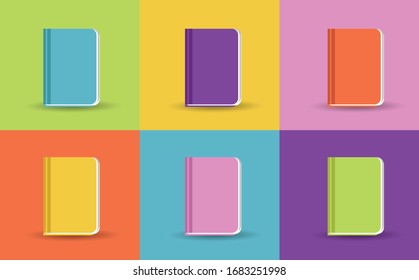 Conjunto de libros en color, signo de ilustración de icono vectorial