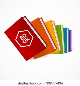 Colorful Book Stack with Inscription. Vector illustration