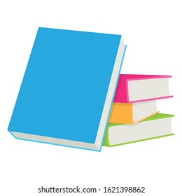 Colorful book stack isolated on white background