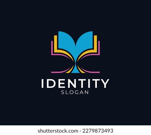 Colorful book tree logo design