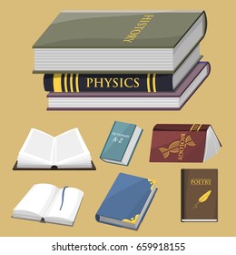 Colorful book vector illustration learn literature study opened closed education knowledge document textbook