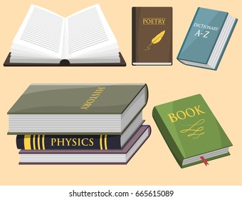 Colorful book vector illustration learn literature study opened closed education knowledge document textbook