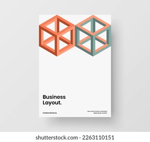 Colorful booklet A4 design vector illustration. Minimalistic geometric tiles presentation layout.