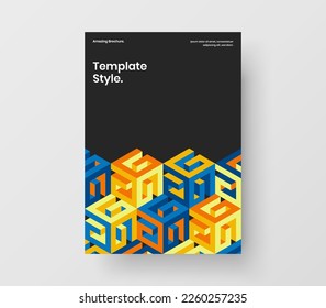 Colorful booklet A4 vector design layout. Modern mosaic pattern corporate identity concept.