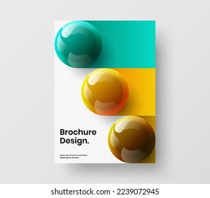 Colorful booklet vector design template. Trendy realistic balls front page concept.