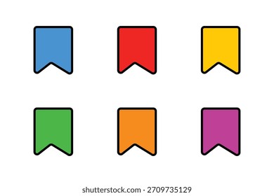 Farbiges Lesezeichen-Symbol in verschiedenen Farben, Vektorgrafik auf weißem Hintergrund
