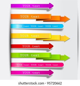 Colorful bookmarks and arrows for text