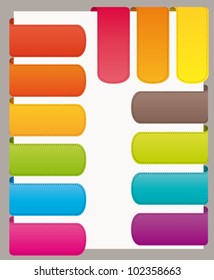 Colorful bookmarks ribbons set for website or commercial use. Vector collection.