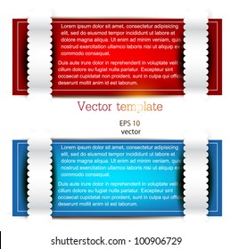 Colorful bookmarks for text. Red and blue paper.