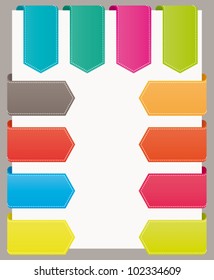Colorful bookmarks website ribbons. Vector set.