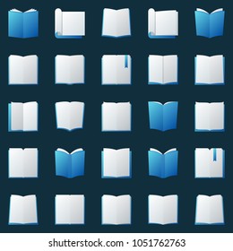 Colorful books icons set - vector open book bright creative knowledge signs or logo elements