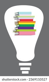 Libros coloridos en forma de bombilla