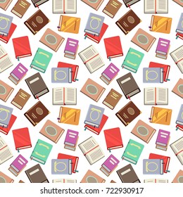 Colorful books seamless pattern - school books seamless texture. Color background with books, vector illustration
