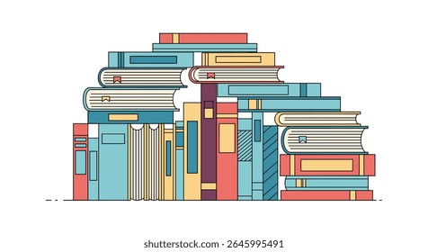 Colorful Books Stack Illustration: Knowledge and Education Concept Design