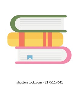 colorful books stack on white background