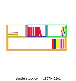 Colorful Bookshelf with many colorful books. Good for library and book contents