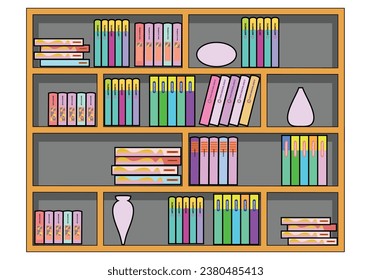 colorful bookshelf vector for background design.