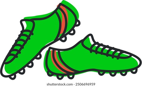 Colorful Boot American Football Doodle flat vector
